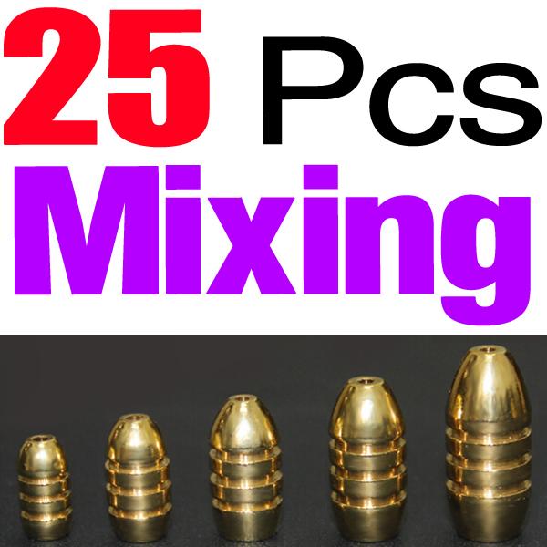 MNFT 25pcs/pack 1.8/3.5/5/7/10g Weight Bullet Shape Copper Sinker Rig Fishing Tackle Accessories BRASS BULLET SINKERS