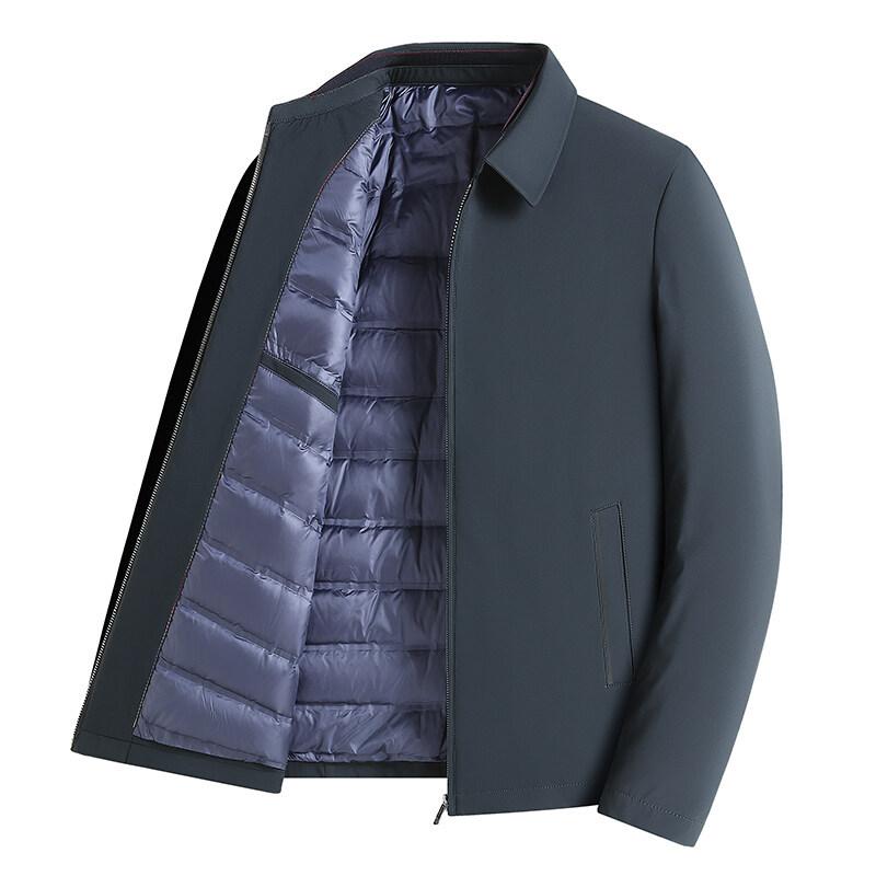 Middle-aged and elderly lapel down jacket men's casual thickened warm velvet dad jacket