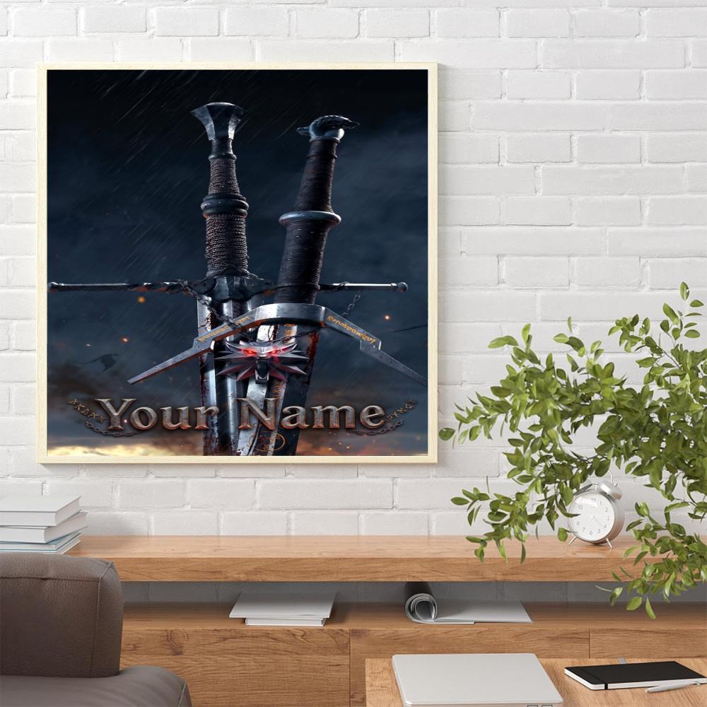 The Witcher 3 Customize Your Name Diamond Painting Round Diamond Diy Frameless Holiday Artwork Suitable For Home Office Wall Decoration