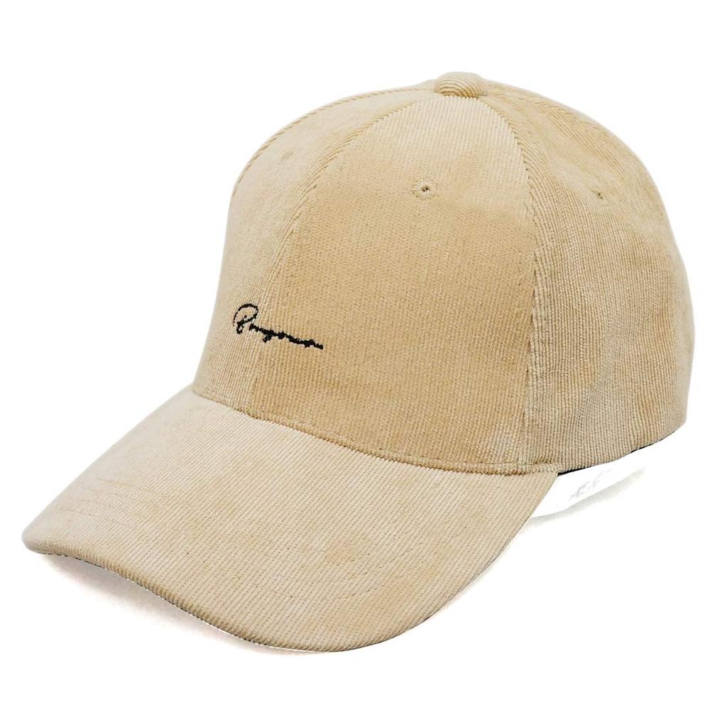 Keys Corduroy Cap with Embroidered for Men and Women Logo, Polyester, Beige,