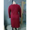 Women's casual long dress with long sleeves V-neck solid color wood earrings plus size dress