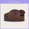 Flower Fashion Retro Pattern Oval Buckle Decoration Women Wide Belt For Daily