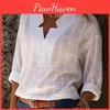 Womens Solid Spring Pink White Fall Blouses Loose Irregular V Neck Long Sleeve Tops