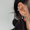 6PS Goth Trendy Red Crystal Star Moon Cross Tassel Pendant Earring Set For Women Men Vintage Punk Y2K Grunge Jewelry Accessories