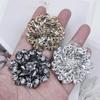 1pcs High-grade Black White Champagne Rhinestone Flower Buttons Fur Mink Coat Collar Decorative Buttons 50mm