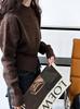 Knit Top Sweater for Long Crew Short Zip Slimming Available in Three Brown [JINJUDUO] Women, Sleeve, Autumn/Winter, Lightweight, Neck, Casual,