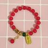 1pc Lucky Bracelet for Women Men, Retro Synthetic Red Agate Bracelet For Family Friend, Niche Red Bead Bracelet