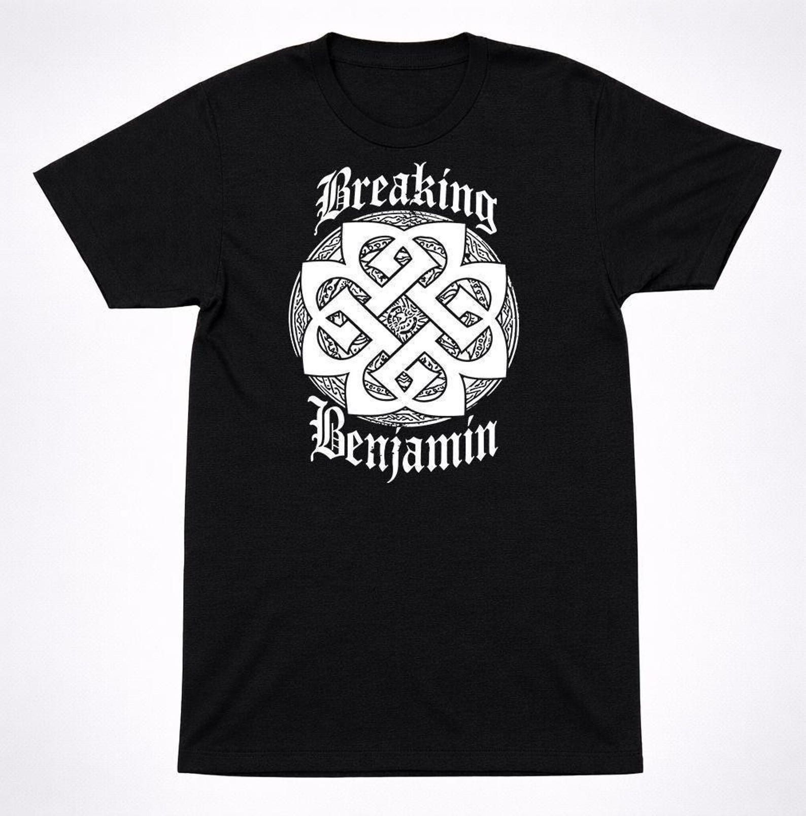 Breaking Benjamin Celtic Knot Text Logo T Shirt: Minimalist Black Graphic - Alternative Rock Band Tee, Clean Logo, Concert Wear XL