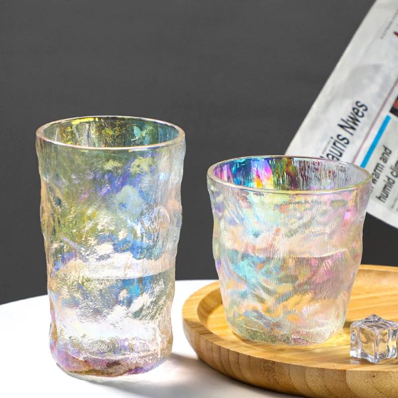 300ml/380ml Modern Colorful Glass Cup Juice Tea Cold Drink Cups Cocktail Glass Drinking Glasses Glacier Wine Glass Holiday Gifts