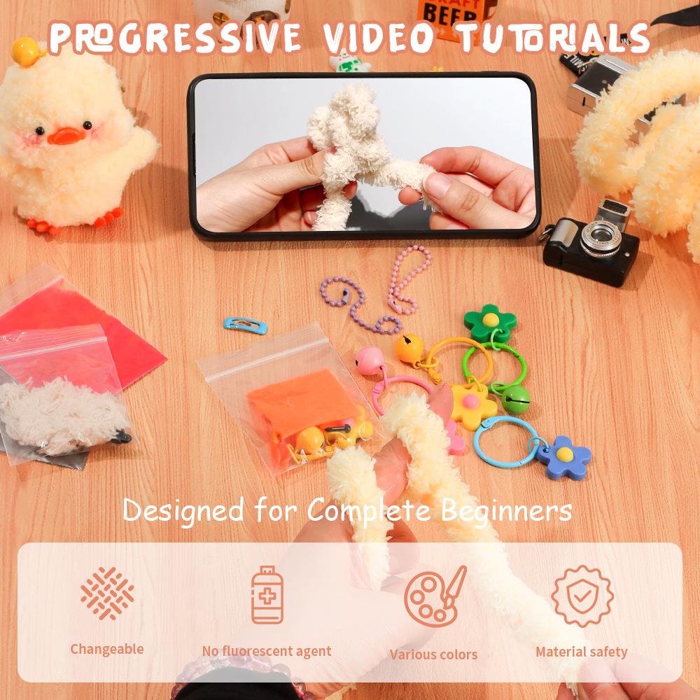 DIY Coral Plush Pipe Cleaners for Animal Duck Doll Materials Kit Creative Keychain Making Supplies Italian Bag Accessories