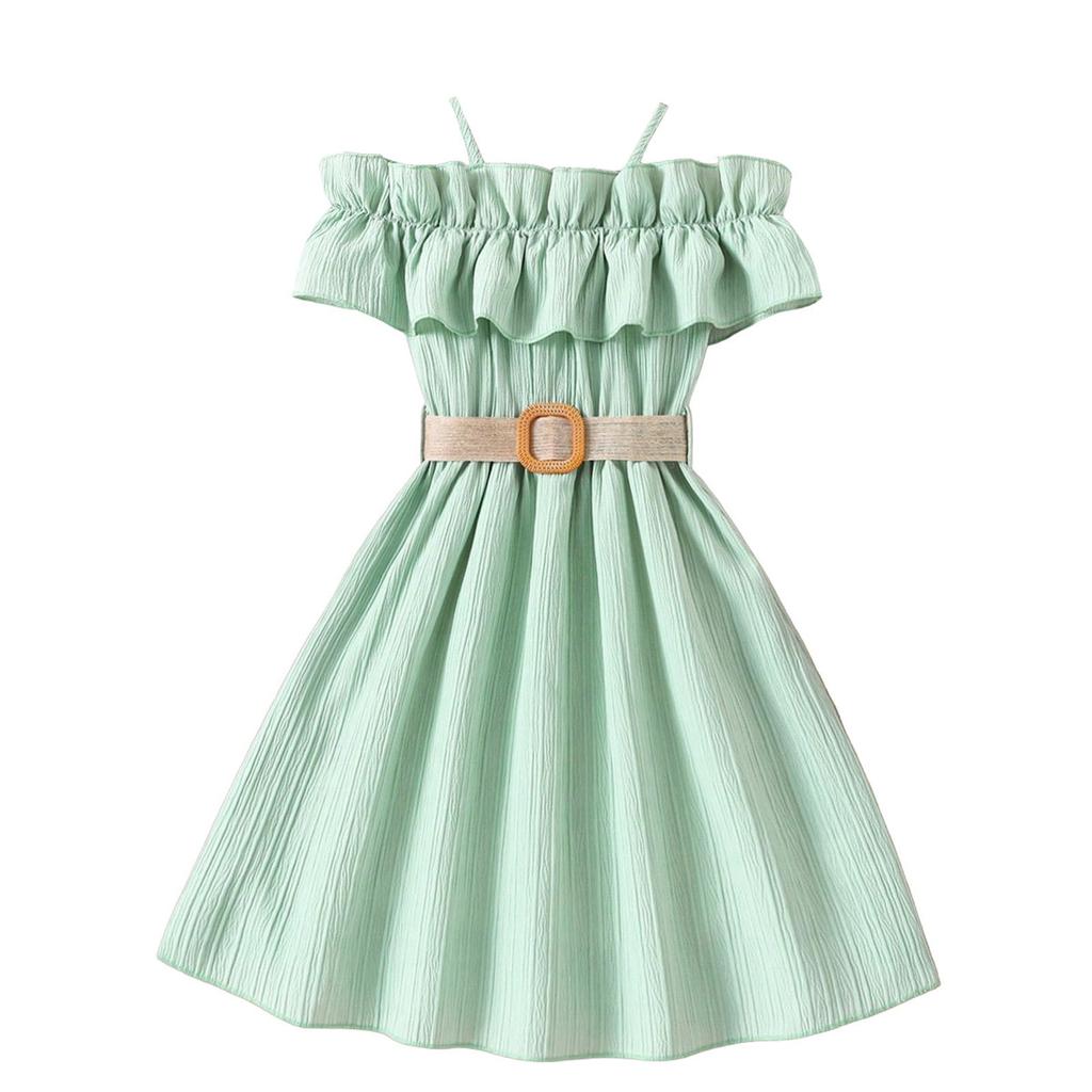Summer Girls Skirt One-shoulder Patchwork Lace Princess-style Dress