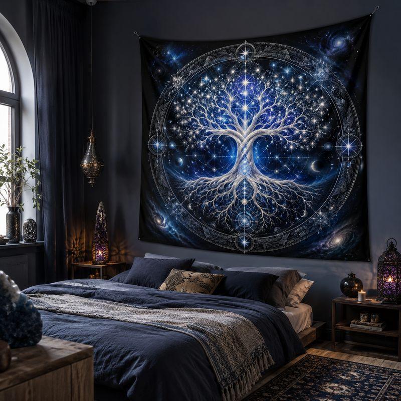 Retro Sun Moon Constellation Tapestry Celestial Starry Sky Wall Hanging Bohemian Aesthetic Bedroom Home Decor