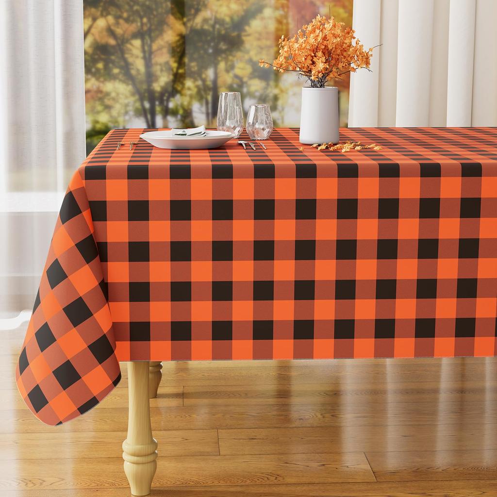 Olanly Rectangle Waterproof Vinyl Table Cloth Buffalo Flannel Backed Tablecloth Wipeable Plastic Table Cover For Easter Kitchen