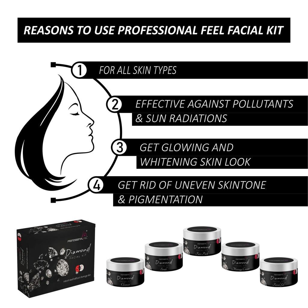 Professionelles Gefühl DIAMANT + HAUTAUFHELLUNG & STRAFFUNG Gesichts-Set, Fairness Sp. Kombipackung für alle Hauttypen Unisex (SET von 5) 500 gr