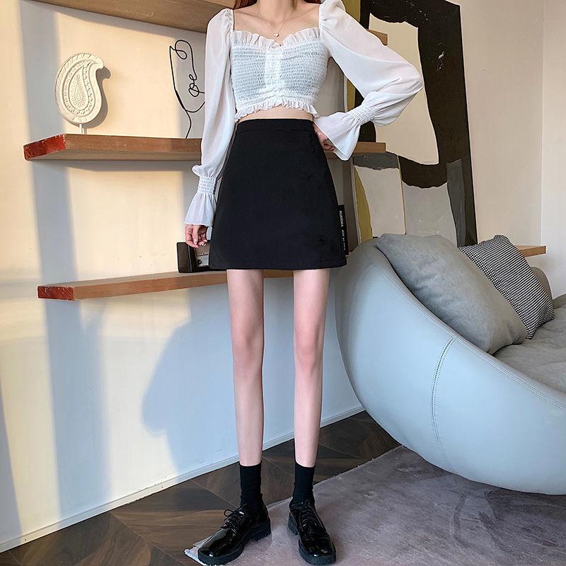 

Women s High-Waist A-Line Skirt: Slimming, Versatile, Hip-Covering Short Skirt in Black for Spring/Summer. S