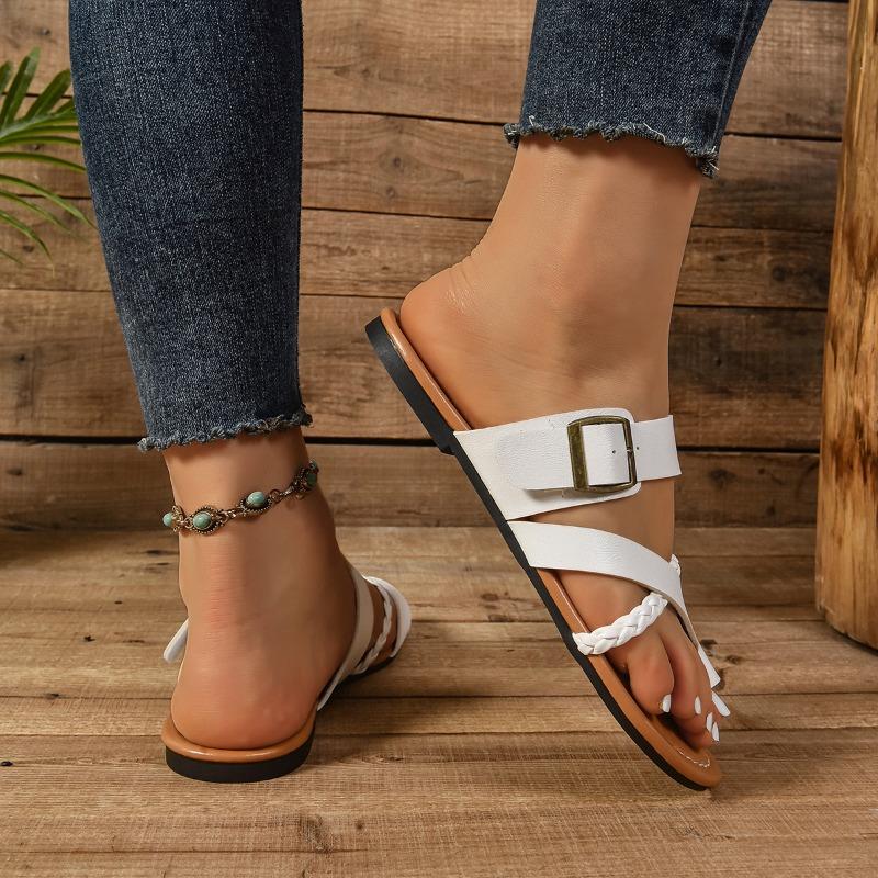 New Summer Plus Size Women's Toe Thong Fashion Flat Heel Casual Slide Sandals