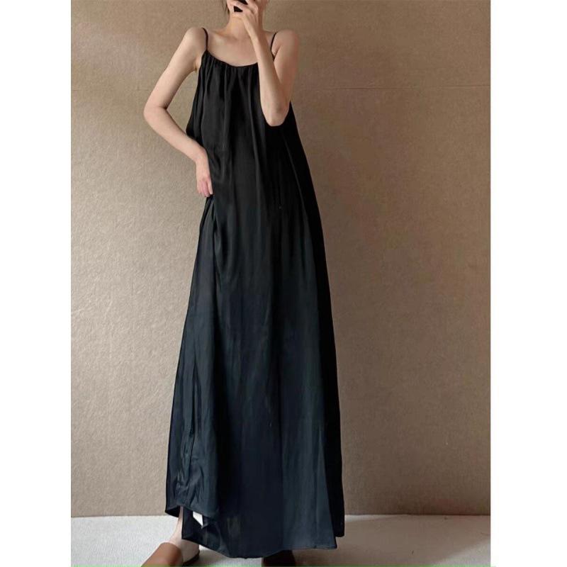 White Drape Lengthened Suspender Skirt Dress Summer New Travel Photography Pleated Temperament Long Skirt Vest Skirt