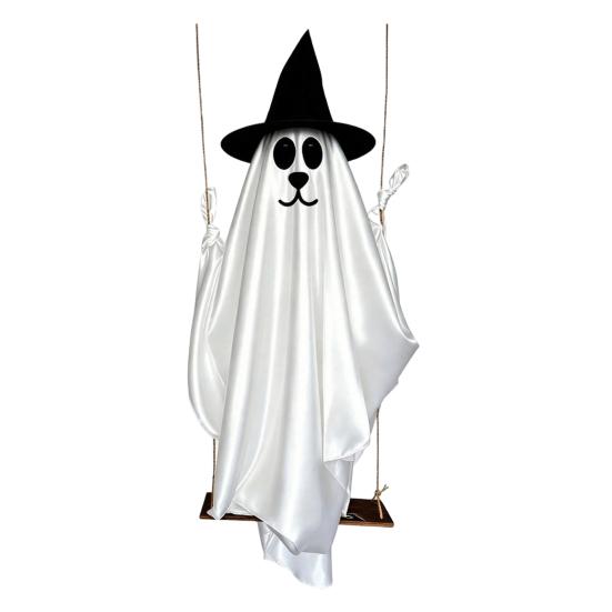 Halloween Hanging Ghost for Outdoor Decoration Cute Flying Satin White Ghost for Home