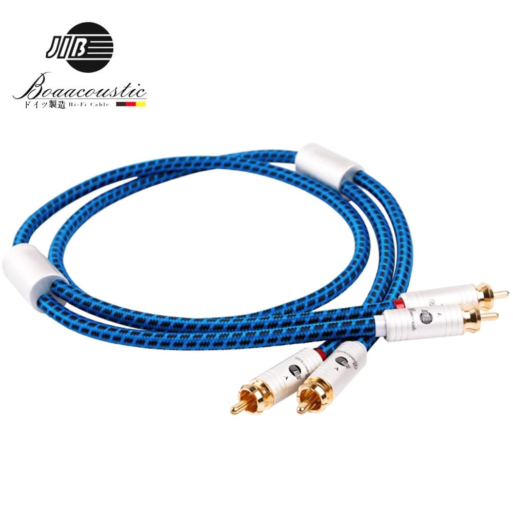 JIB RCA Cable 1m Stereo Cable Male to Male 2RCA to 2RCA Gold Plated Connectors 6N OCC Single Crystal Copper for Amp CD Player Speaker Car Audio