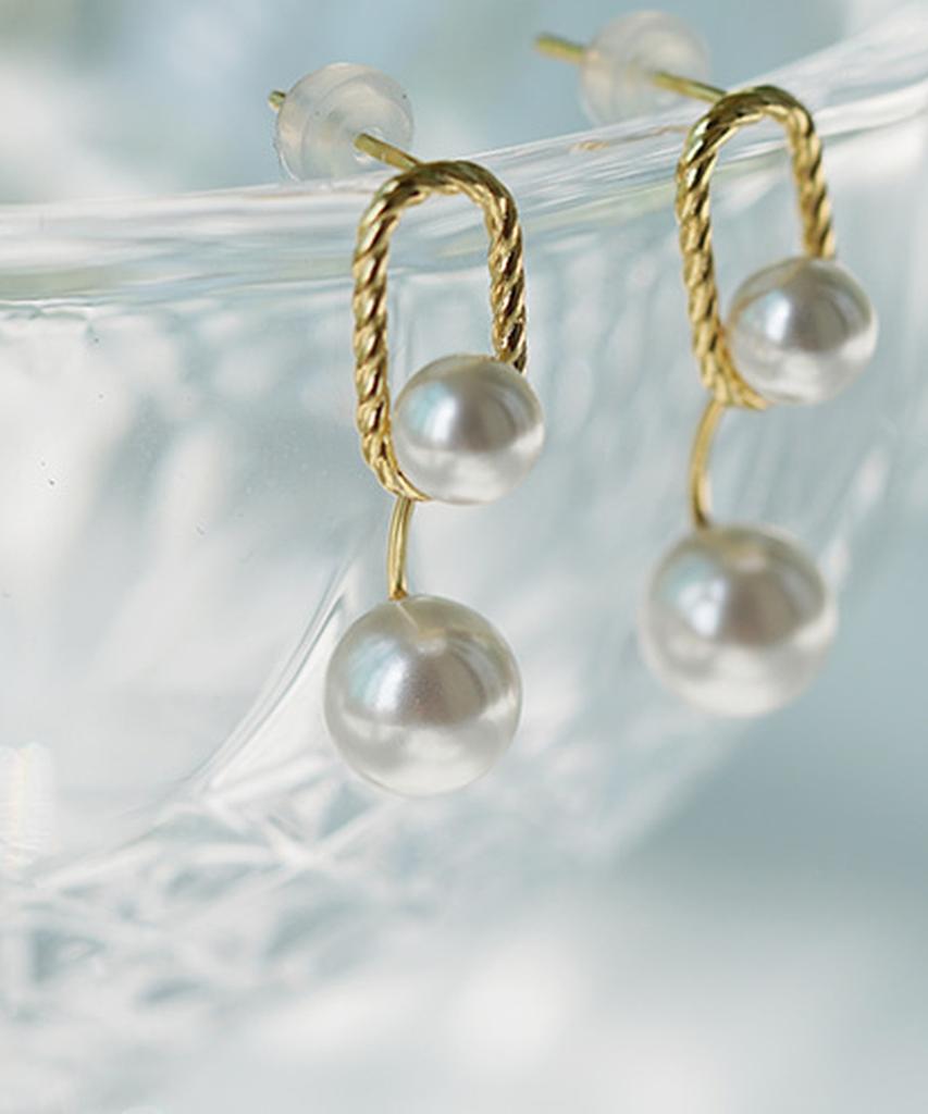 Alleun Silver 925 Twisted Freshwater South Sea Pearl Earrings