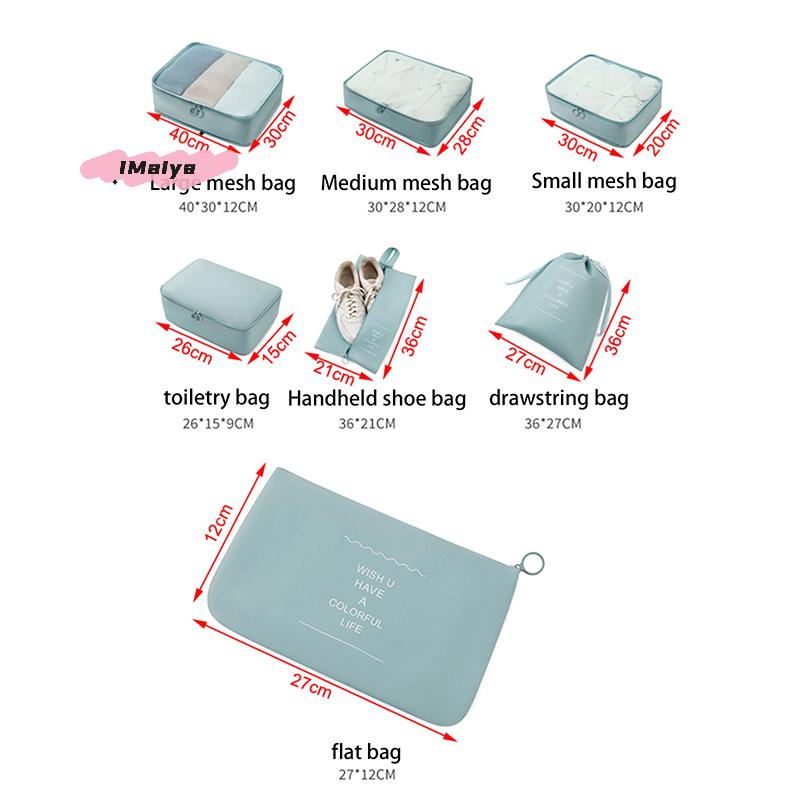 7Pcs/Set Folding Packing Cubes Set Digital Toiletries Organizer Travel Storage Bags for Clothes Shoes Suitcase Organization