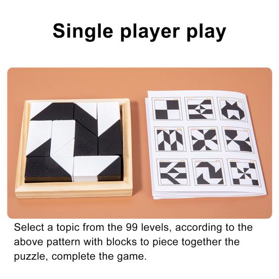 1 Set Verstecktes Puzzle Baustein Spielzeug Denksportaufgabe Schwarz Weiß Holzblock Brettspiel Kleinkinder Farbform Lernen Fokus Training STEM Pädagogisches