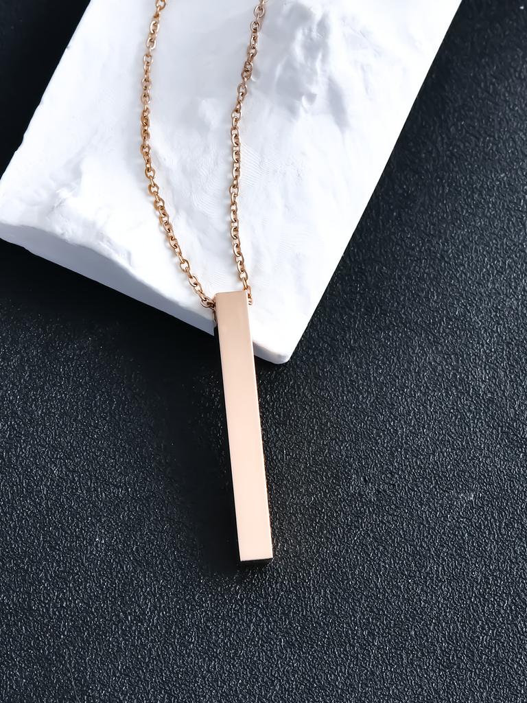 Europe and the United States supply lettering long titanium steel necklace trend rectangular geometric stainless steel pendant men