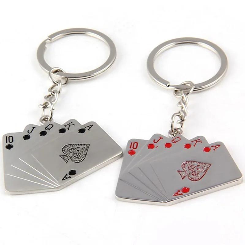 1PCS Unisex Keyring Creative Poker Key Holder Men's Car Keychains Versatile Key Ring Metal Key Chain Accessories