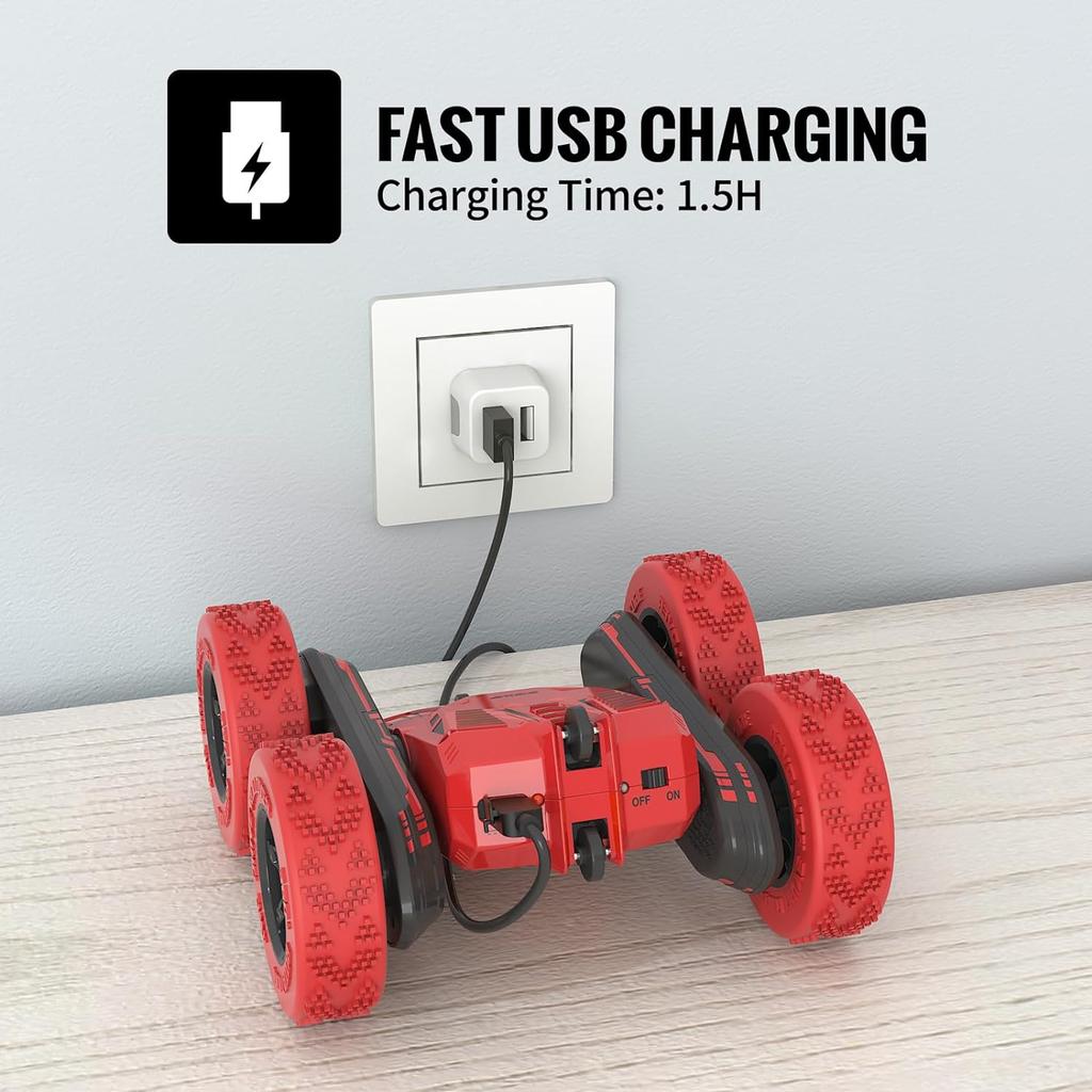 RC Stunt Car Toy Gift, 4WD Remote Control Car with 2 Sided 360 Rotating Rc Car for Kids