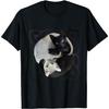 Yin Yang Katze T-Shirt Herren Lässig Rundhals Grafik-T-Shirt Atmungsaktiv