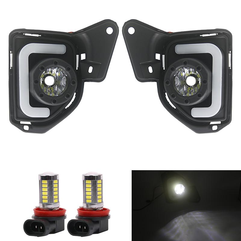 

Pair Fog Lamp For Toyota Hiace 2014 2015 2016 2017 2018 With Wires Waterfall Lights LED DRL Front Bumper Anti Fog Light With L10 White LED