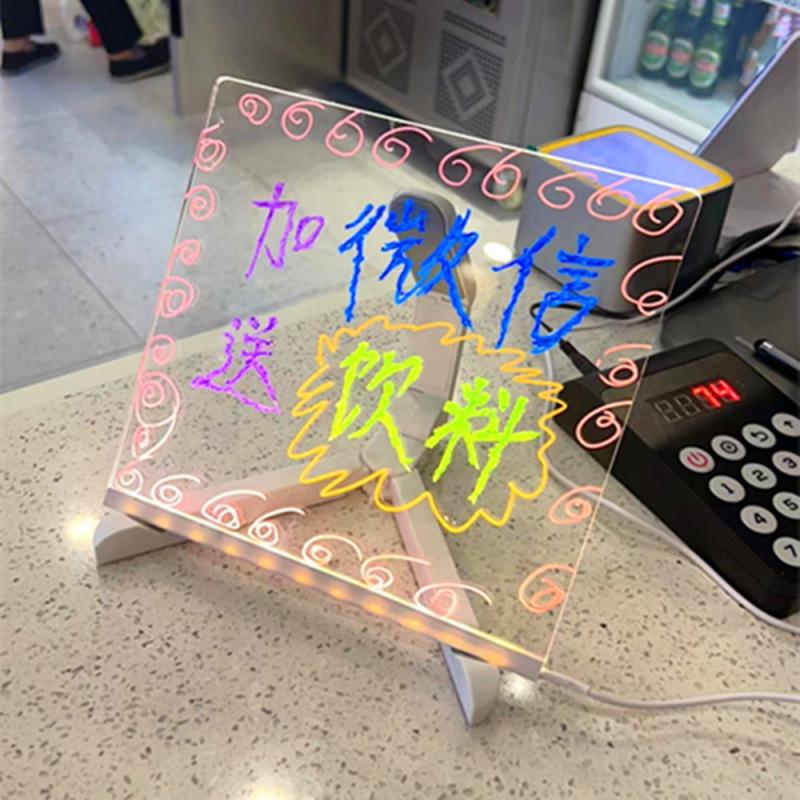 Erasable Luminous Blackboard Sign - Fluorescent Writing Display for Street Stalls