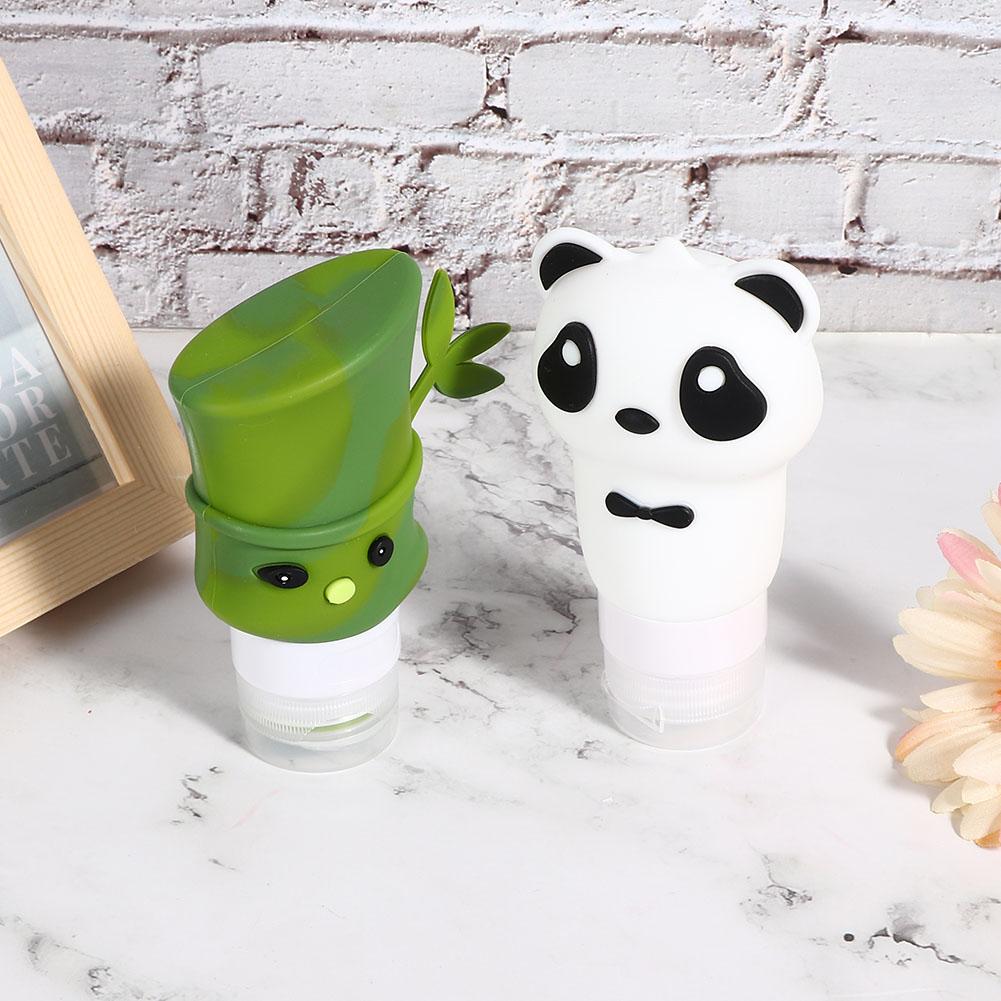 2 Stück Cartoon Panda Bambusform Silikon Reise Squeeze Flasche Shampoo Lotion Kosmetikbehälter
