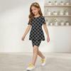 Sommer-Outfit-Set für Mädchen Polka-Dot-Print Kurzarm-Oberteil mit Rüschensaum und Shorts