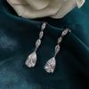 Gica Gema Tropfenohrringe mit hohem Kohlenstoffgehalt, 925er-Sterlingsilber, 47 x 10 mm, weißer Edelstein, romantischer edler Schmuck, Hochzeit, Party, Geschenke, neuer Trend