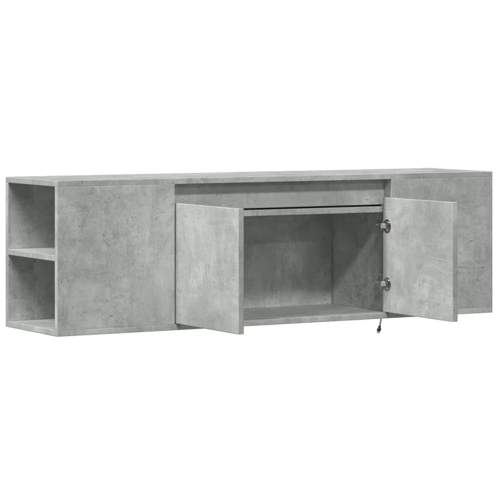 TV Wall Cabinet with LED Lighting Concrete Grey 135 x 31 x 39.5 cm