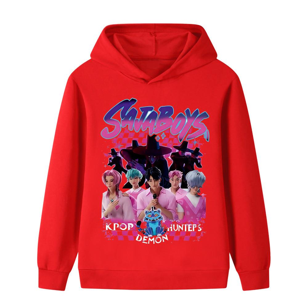B1229 Kids Boys Girls Sajaboys Kpop Rumi Zoey Mira Print Long Sleeves Hoodie