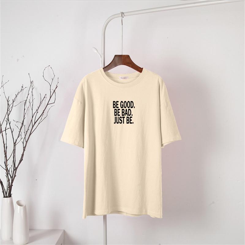 Shellsuning Loose Cotton Letter Printed Tees Oversized Soft Short Sleeve Female Tops Summer Casual High Street T Shirts Women 2023