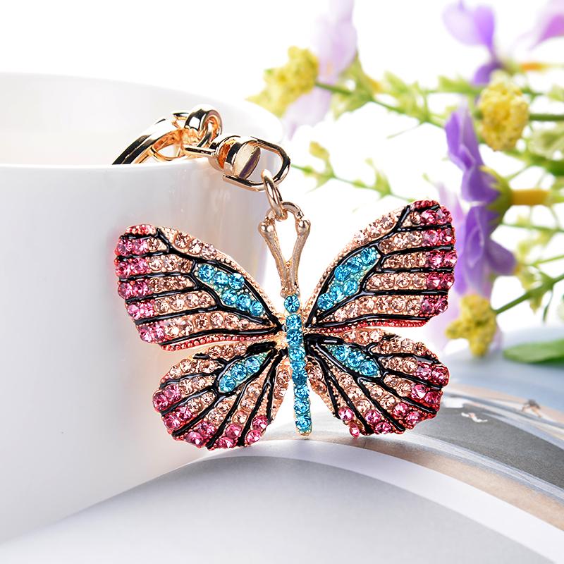 EASYA New Arrival Crystal Insect Shape Chaveiro Keychain Cute Sparkling Metal Key Ring Holder Accessories For Women Girls Bag