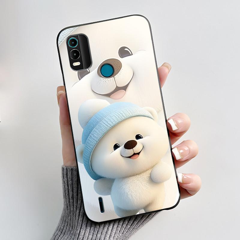 Custodia Nera Morbida Antiurto Per Nokia C21 Plus Cover Per Nokia C22 Popolare Virale Morbida Fantasia Stampata Coniglio Bianco Cover Posteriore