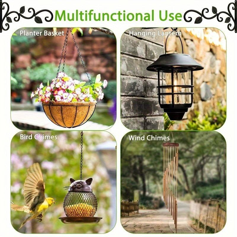 4pcs Forged Iron Plant Hooks Rustic for Hanging Flower Baskets Bird Feeders Planters Wind Chimes Indoor and Outdoor Decoration