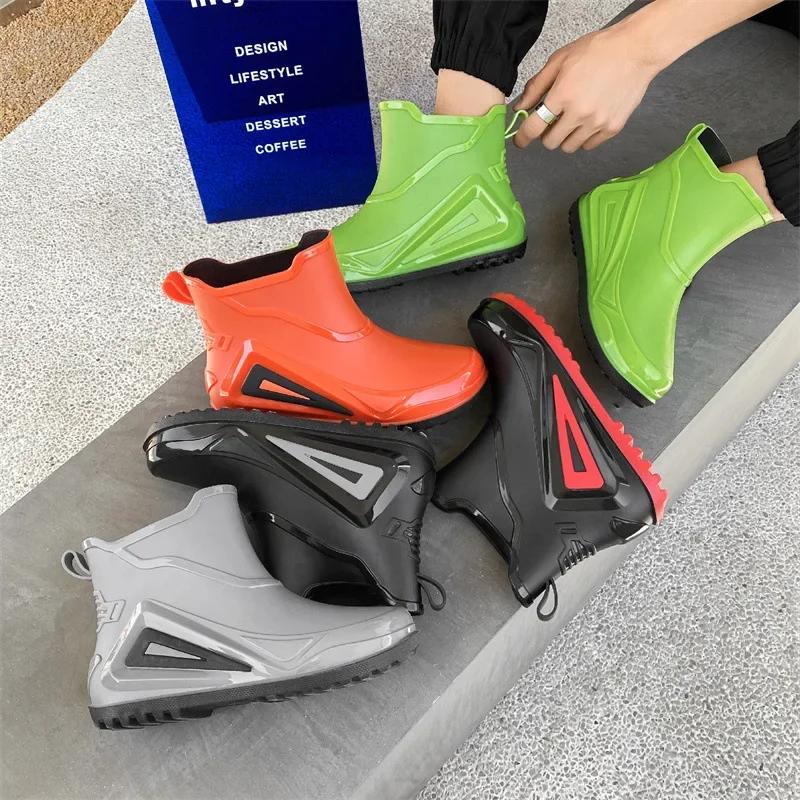Herren Regenstiefel Wasserdicht Rutschfest Wanderschuhe Langlebige Gummistiefel Anglerstiefel Outdoor Slip-On Winter Warm