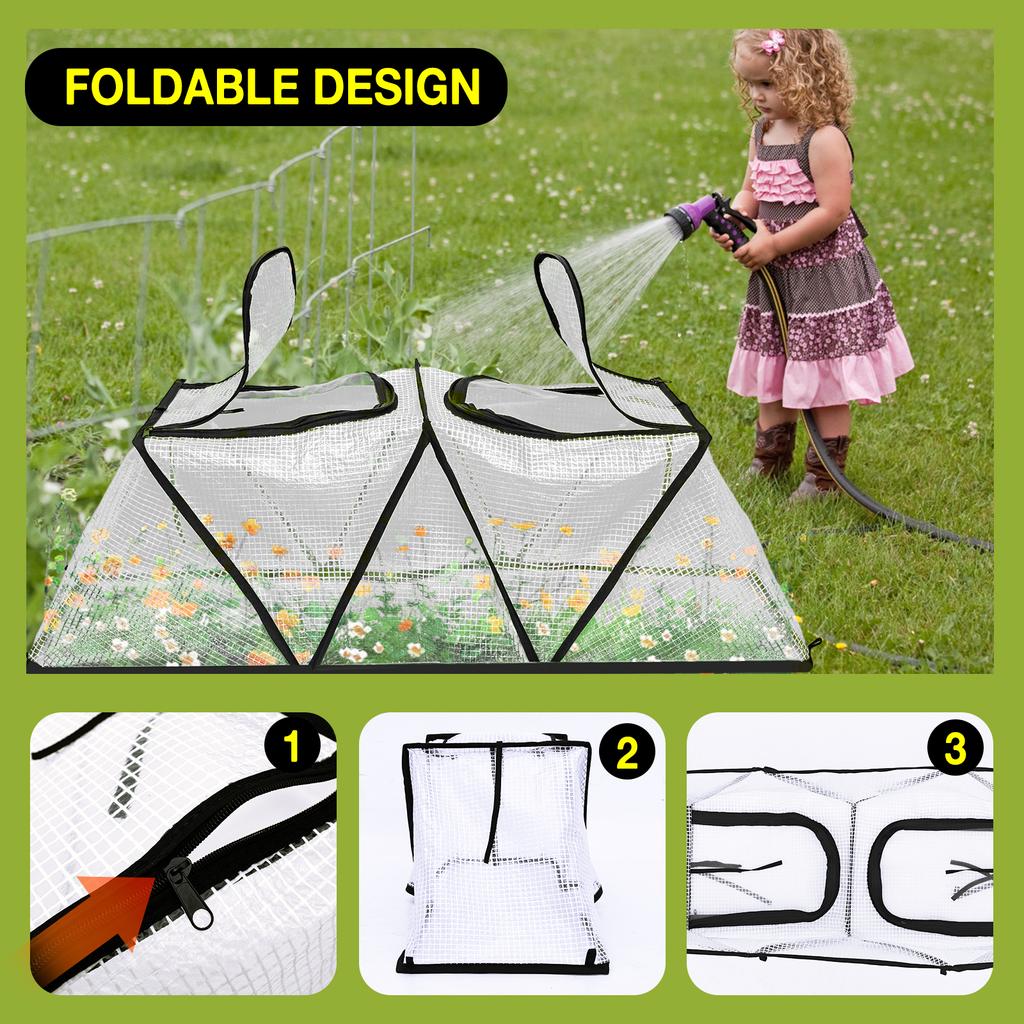 Garden Plant Cover Foldable Garden Accelerator Plants Cover with Two Air Hole Garden Row Plants Mesh Cover for Freeze Protection