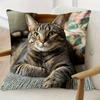1 Modernes Tabby-Katzen-Porträt Kissenbezug - Weicher Polyester Kurzvelours, Einseitiger Druck, Reißverschluss, Maschinenwaschbar - Sofa, Wohnzimmer,