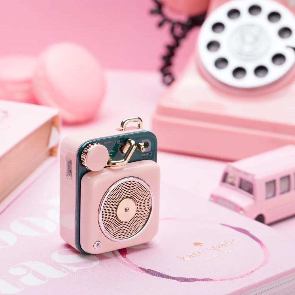 MUZEN Button Bluetooth Mini Blossom Speaker, Size/Wireless/Retro Style/Cute/Gift (Cherry Pink)