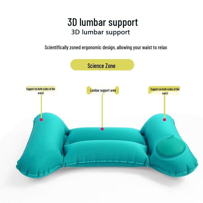 H-Shaped Automatic Inflatable Lumbar Pillow for Travel and Car Support