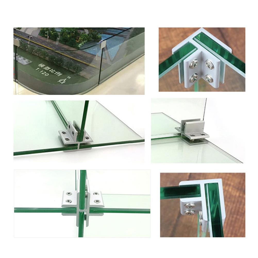 2pcs Right Angle Fixed Glass Clamp Mirror Clip Shelf Holder Showcase Combination Connecting For 8-10mm Glass Fitting
