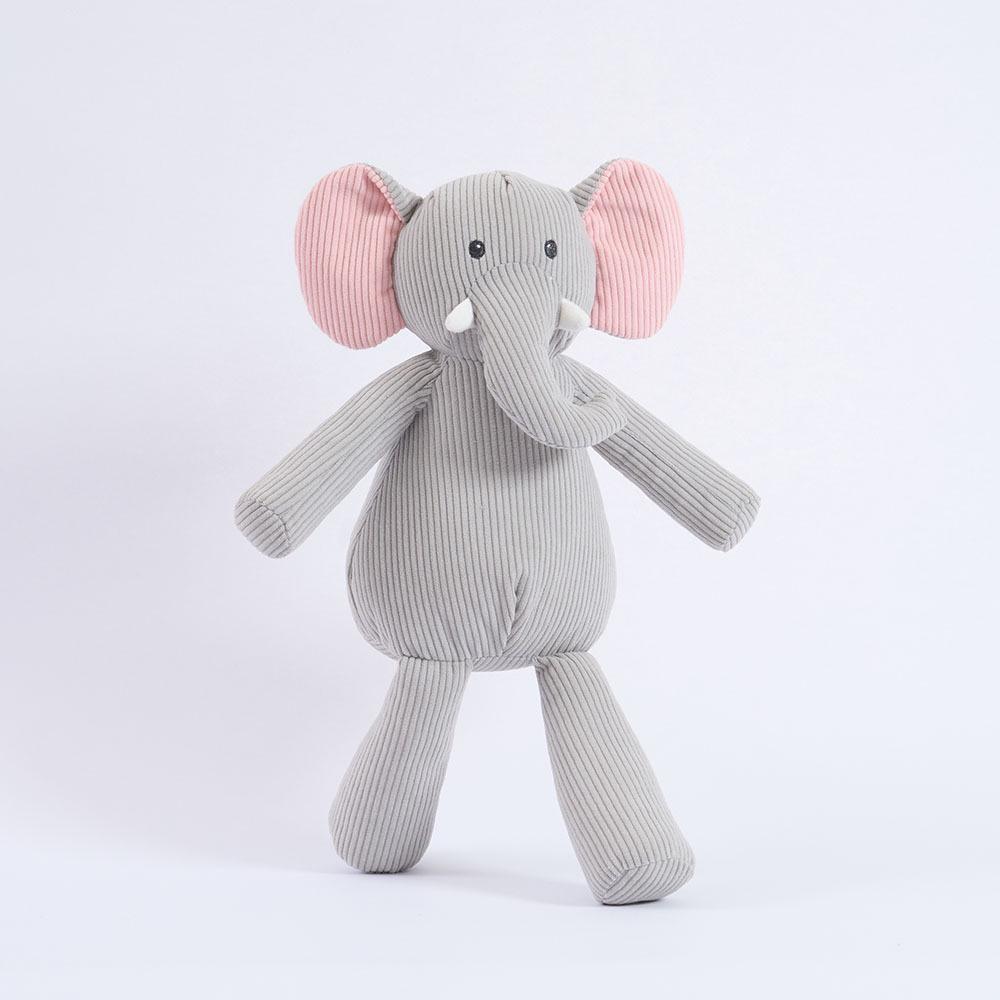 BobyBobo Gray Corduroy Elephant Soothing Plush Toy for Babies - Ideal Children's Birthday Gift
