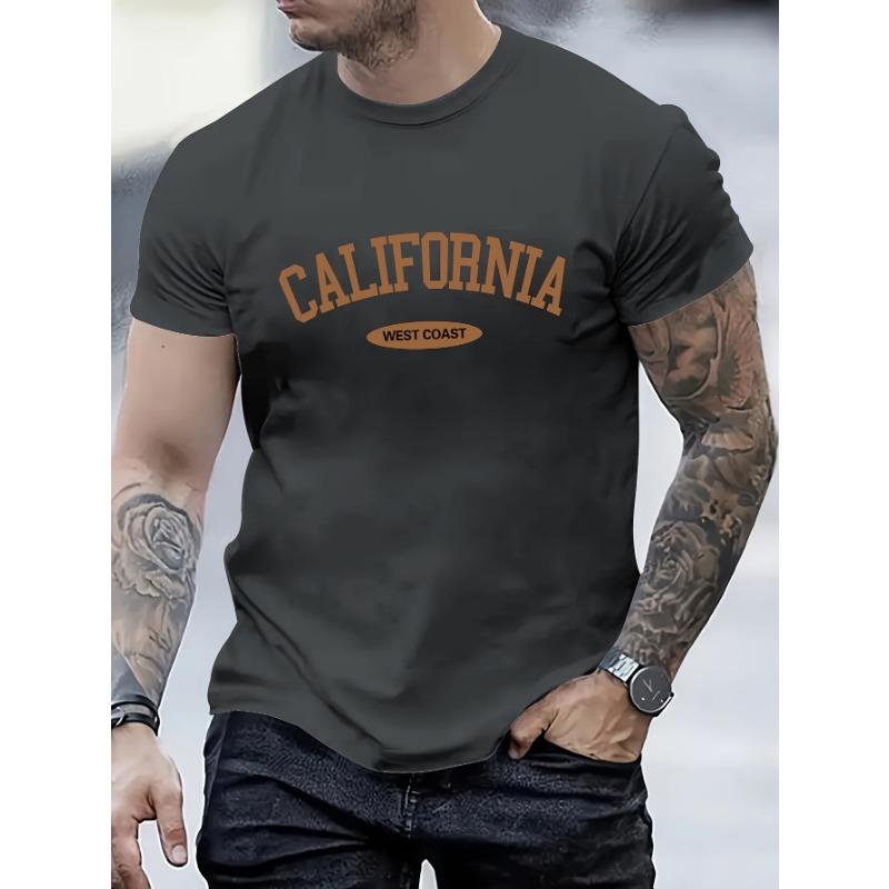 Men's Summer Fashion Casual Loose Letter Printed Short Sleeved Shirt