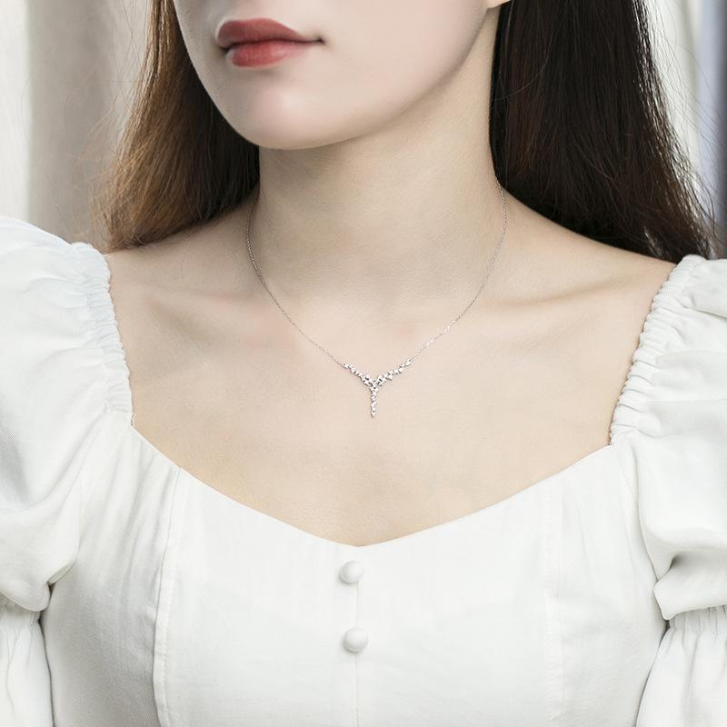 Kadın Kolye Platinyum Kolye Basit Zincir 18 Ayar Altın